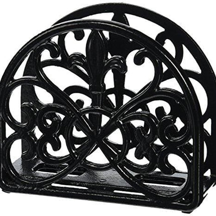 Home Basics Cast Iron Paper Napkin Holder/Freestanding Tissue Dispenser for Kitchen Countertops, Dining, Picnic Table, Indoor & Outdoor Use, Black