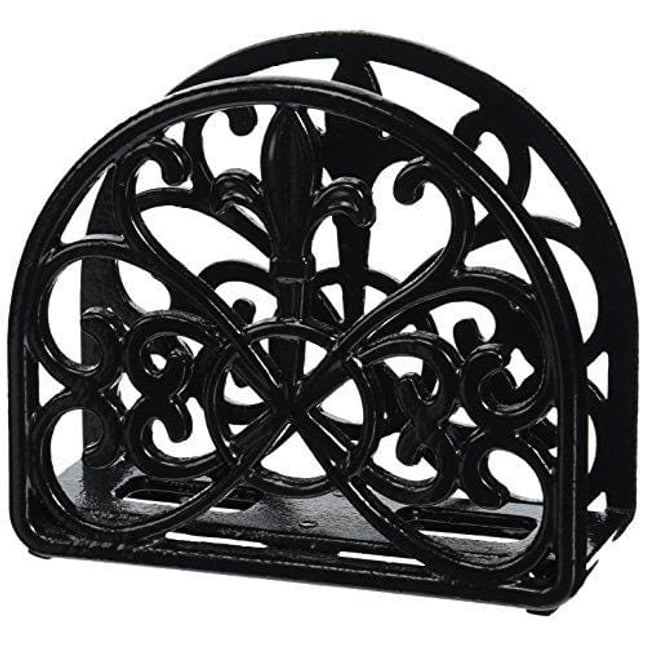 Home Basics Cast Iron Paper Napkin Holder/Freestanding Tissue Dispenser for Kitchen Countertops, Dining, Picnic Table, Indoor & Outdoor Use, Black
