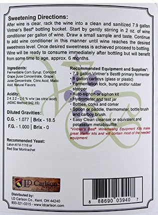 Vintner's Best Fruit Wine Base-Concord Grape,128 oz
