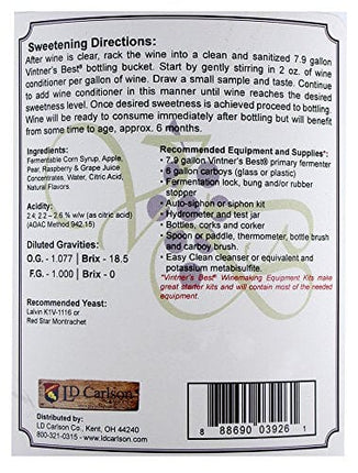Vintners Best Fruit Wine Base - Raspberry 128 oz. Jug