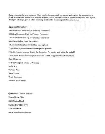 Home Brew Ohio Mead Making Kit