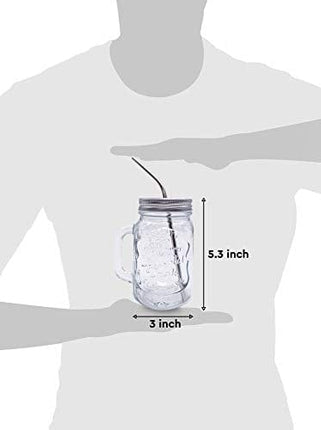 Home Suave - Mason Jar Mugs with Handle, Regular Mouth Colorful Lids with 2 Reusable Stainless Steel Straw, Set of 2 (Rose Gold), Kitchen GLASS 16 oz Jars,"Refreshing Ice Cold Drink" & Dishwasher Safe