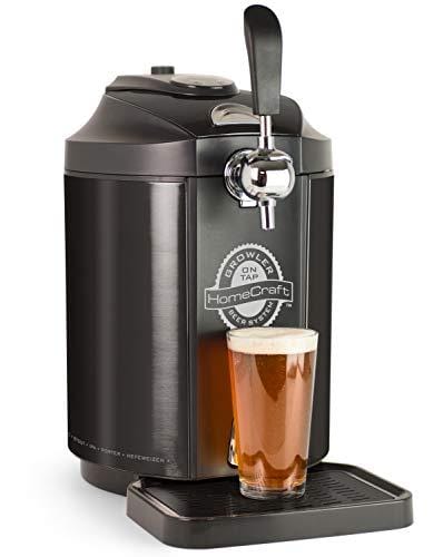 Homecraft Black Stainless Steel Easy-Dispensing Tap Mini Kegerator Cooling System, Includes Reusable Growler, CO2 Cartridges, Removable Drip Tray & Cleaning Kit, Beer Fresh For 30 Days, 5-liter