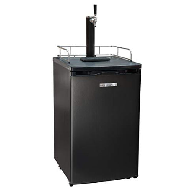 HomeCraft Black Stainless Steel Full-Size Kegerator Draft Beer Dispenser & Beer Cooler, Spring-Loaded Tap Dispenser, Holds 1/6, 1/4, 1/2 Barrels, 2.5-Pound CO2 Tank, Single Meter Regulator
