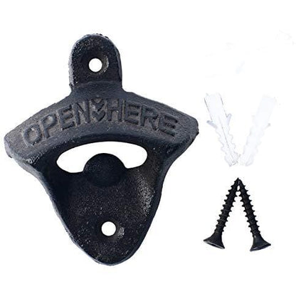 Homend 12pack Cast Iron Wall Mount Bottle Openers, Mounting Hardware Included, Vintage Rustic Bar(Wood Block is not Included)
