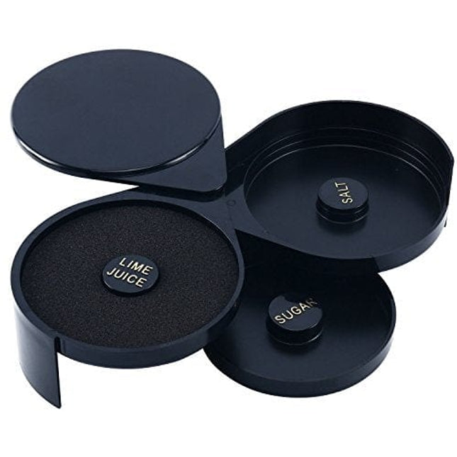 Homend Margarita Salt Rimmer Bar Quality Rimmer 3-Tier Rotating Trays Salt Sugar Lime Juice Bar Rimmer Great for Margaritas & Cocktails