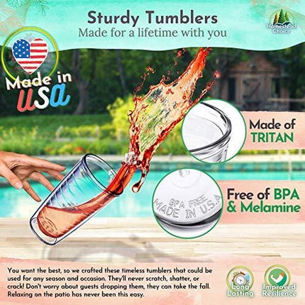 4-pack Insulated Tumblers 16 Ounce - Drinking Glasses Made in USA - Clear (16oz Insulated Cups)