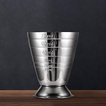 Homestia Measuring Cup Cocktail Jigger Stainless Steel Graduated Cup for Liquid or Dry Mini Espresso Shot Glass Up to 2.5oz, 5Tbsp, 75ml, Silver