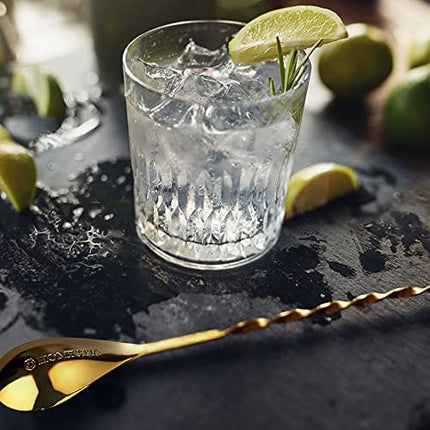 16 Inches Gold Bar Spoon Stainless Steel Mixing Spoon Spiral Pattern Long Handle Cocktail Spoon Pitcher Spoon for Layering, Blending, Stirring all Liquids by Homestia