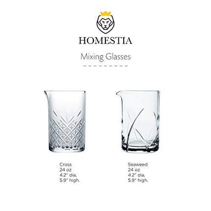 Homestia Bar Cocktail Mixing Glass 24oz Seamless Thick Bottom Crystal Mixer Glass for BartenderLeaf Stirring Vessels Bar Accessories