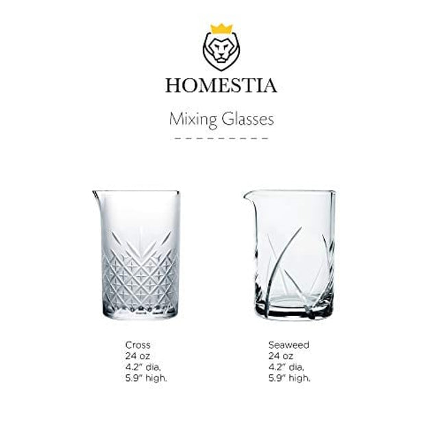 Homestia Bar Cocktail Mixing Glass 24oz Seamless Thick Bottom Crystal Mixer Glass for BartenderLeaf Stirring Vessels Bar Accessories