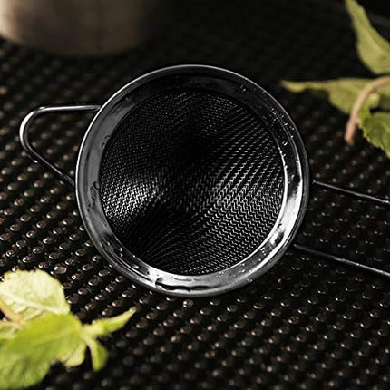 Homestia Cocktail Strainer Set Stainless Steel Bar Tool Bar Accessories for Drinks and Decor includes Hawthorne Strainer, Julep Strainer, Fine Mesh Strainer(Black)