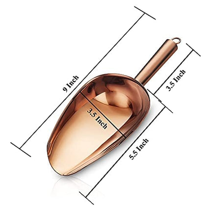 Copper Ice Scoop, Fashion Ice Cream Scoop, Premium Stainless Steel Cookie Scoop, Dog Food Scoop, Sturdy Flour Scoop, Utility Candy Scoop, Dishwasher Safe (8oz/9 Inch)