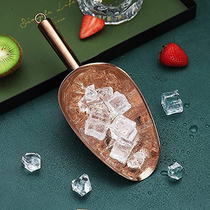 Copper Ice Scoop, Fashion Ice Cream Scoop, Premium Stainless Steel Cookie Scoop, Dog Food Scoop, Sturdy Flour Scoop, Utility Candy Scoop, Dishwasher Safe (8oz/9 Inch)