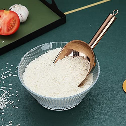 Copper Ice Scoop, Fashion Ice Cream Scoop, Premium Stainless Steel Cookie Scoop, Dog Food Scoop, Sturdy Flour Scoop, Utility Candy Scoop, Dishwasher Safe (8oz/9 Inch)