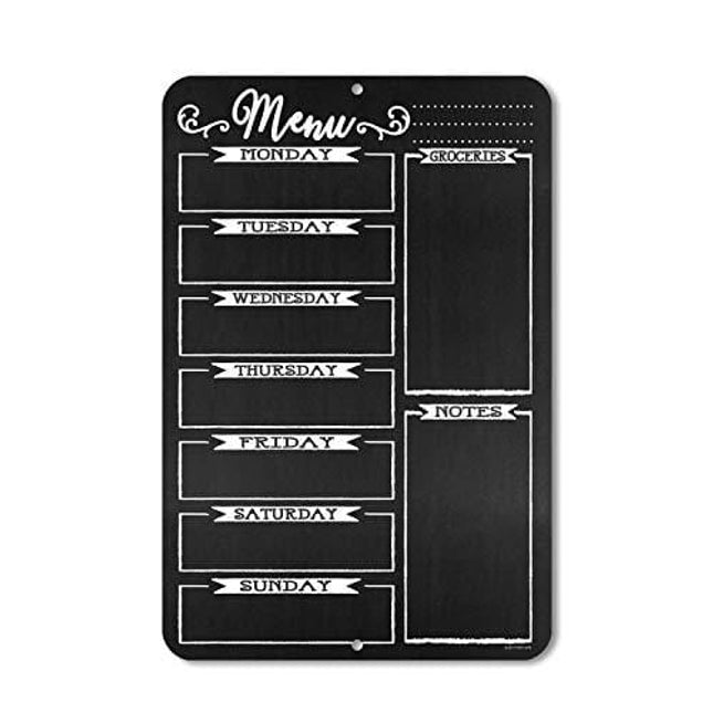 Honey Dew Gifts Chalkboard Style Menu Board 12 inch by 18 inch Tin Sign Durable and Easy Hanging on Wall