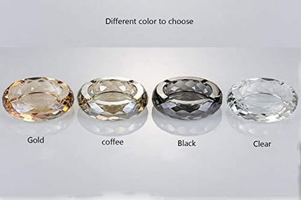 Crystal Glass Ashtray, Cigar Cigarettes Ashtray Holder Home Office Desktop Tabletop Decoration,Crystal Gold