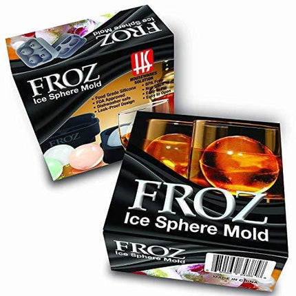 Housewares Solutions Froz Ice Ball Maker – Novelty Food-Grade Silicone Ice Mold Tray With 4 X 4.5cm Ball Capacity
