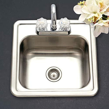 Houzer 1515-6BS-1 Hospitality Series Topmount Stainless Steel 2-Holes Bar/Prep Sink