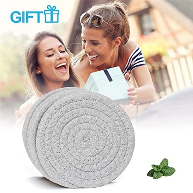 6 Pcs Updated Drink Coaster Set, Cup Coasters for Drink, Absorbent Drink Coasters for Wooden Table，Handmade Drink Coasters for Coffee Table, Round Cotton Coasters, Heat-Resistant Coasters(4.3 inches)