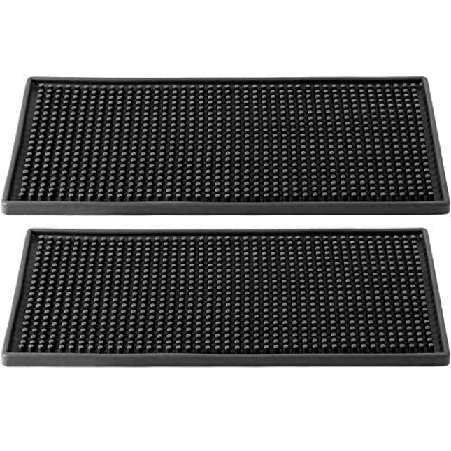 HOZEON 2 Pack 12 x 6 Inches Rubber Bar Service Mat, Non Slip Rubber Bar Spill Mat, Bar Mats for Countertop, Bar, Kitchen, Restaurant, Bartender, Hotel, Beverages, Furniture, Black