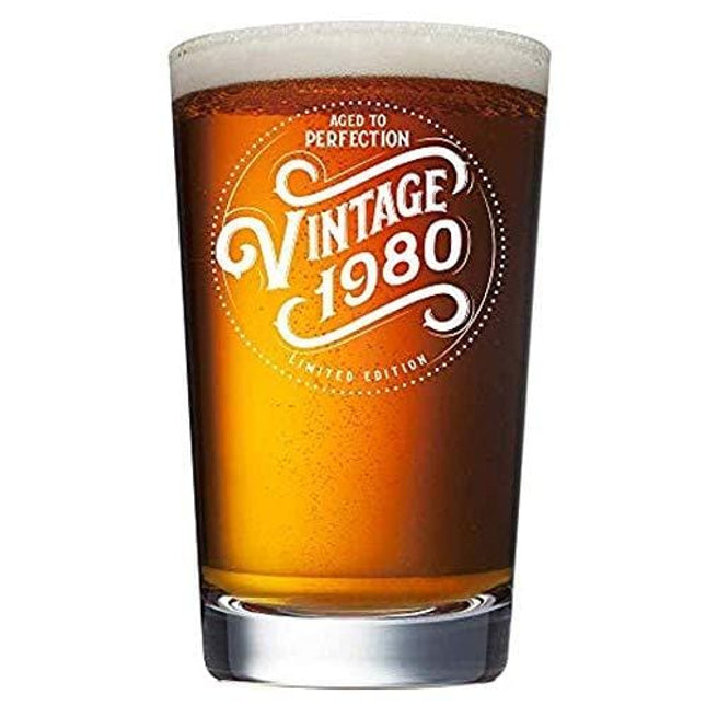 1980 40th Birthday Gifts for Men and Women Beer Glass - 16 oz Funny Vintage 40 Year Old Pint Glasses for Party Decorations - Anniversary Ideas for Dad, Mom, Husband, Wife - Best Craft Beers Mug