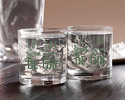 Let the Good Times Be Gin - Gin Glasses - Funny Lowball Glasses - Drinkers Gifts For Men Women - Liquor Glasses - Bar Gifts For Men - Rocks Glasses - Cocktail Glasses - 11 oz Gin And Tonic Glasses