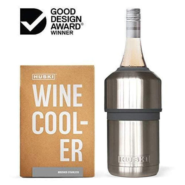 Huski Wine Cooler | Premium Iceless Wine Chiller | Keeps Wine Cold up to 6 Hours | Award Winning Design | New Wine Accessory | Fits Some Champagne Bottles | Perfect Gift for Wine Lovers (Stainless)