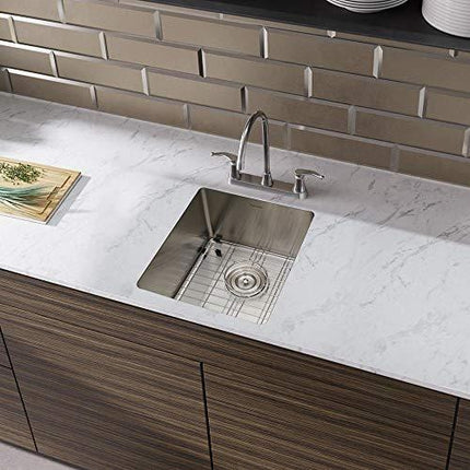 Hykolity 15 in. Undermount Stainless Steel Bar Sink, 16 Gauge Single Bowl Kitchen Prep Sink with Strainer & Bottom Grid, 15" x 17" x 10"