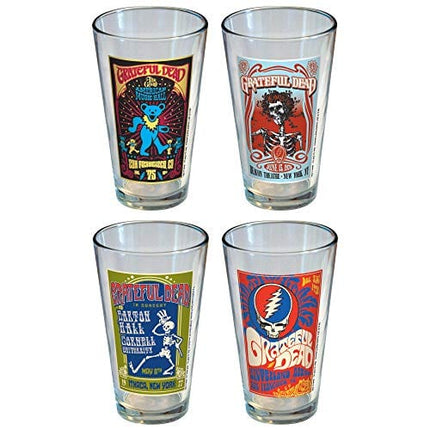 ICUP Grateful Dead Poster Pint Glass (4 Pack), Clear
