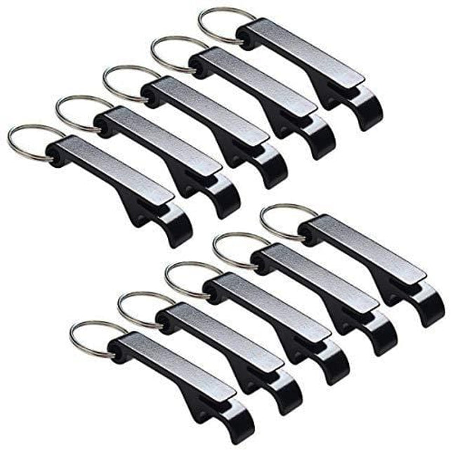 IDOXE 10pcs Aluminum Black Bottle Opener Keychain Beer Pocket Bulk for Men Women Helper for Wedding Kitchen Gift (Black 10pcs)