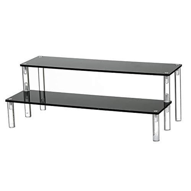 IHOMECOOKER 2 Steps Black Acrylic Display Riser Cupcake Stand Display Shelf for Decoration, Makeup