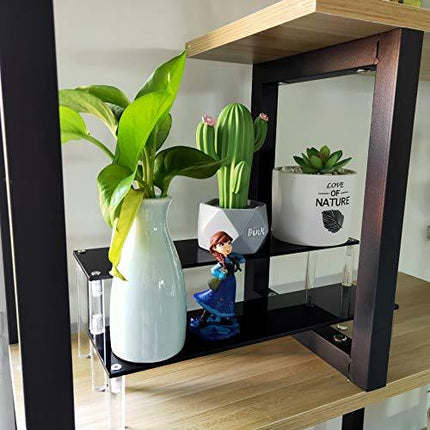 IHOMECOOKER 2 Steps Black Acrylic Display Riser Cupcake Stand Display Shelf for Decoration, Makeup