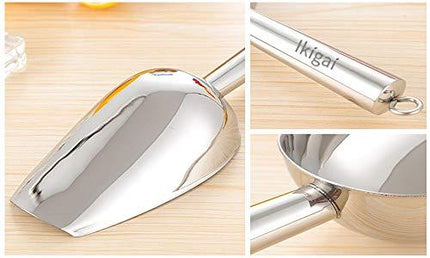 Ikigai Ice Scoop Stainless Steel Multifunctional Utility Scooper for Ice Machine and Freezer Bar Tool (6 oz)