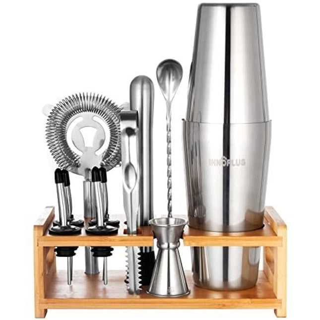 Innoplus Cocktail Shaker, Bartender Kit with Stand, 12pcs Cocktail Shaker Set, Bar Set, Cocktail Set, Shakers Bartending, Bar kit, Bartending Kit, 25oz Drink Mixer Set, Bartender Accessories