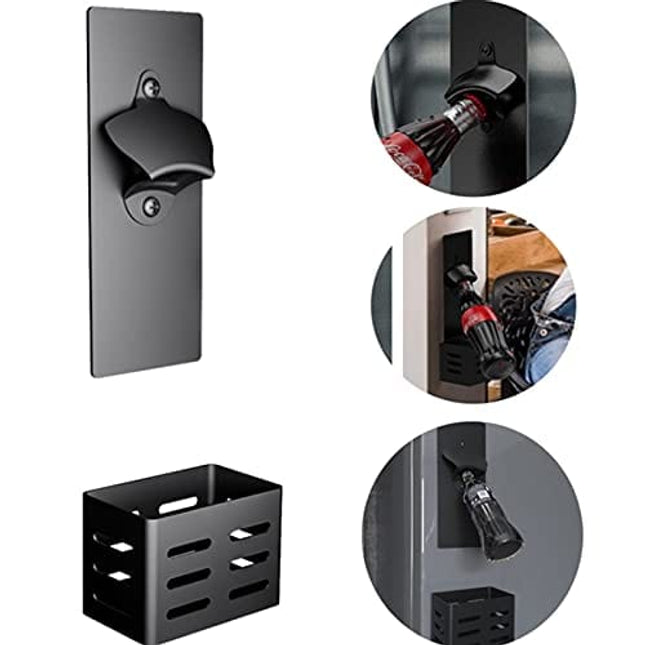 Inosiziat Magnetic Beer Wine Bottle Opener Wall Mounted With Cap Catcher Unique Gifts for Men Dad Fathers' Day Gift