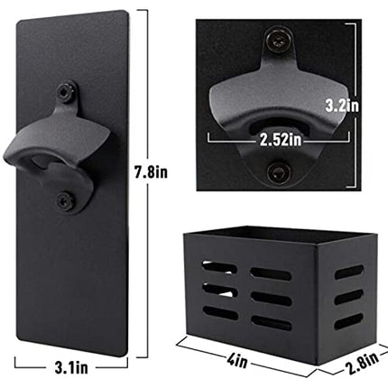 Inosiziat Magnetic Beer Wine Bottle Opener Wall Mounted With Cap Catcher Unique Gifts for Men Dad Fathers' Day Gift