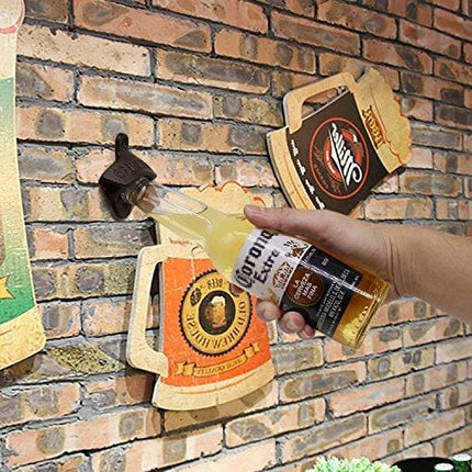 Wall Mounted Bottle Opener Rustic Farmhouse Cast Iron with Screws by iPihsius - 1 pack (Rust-1 pack)