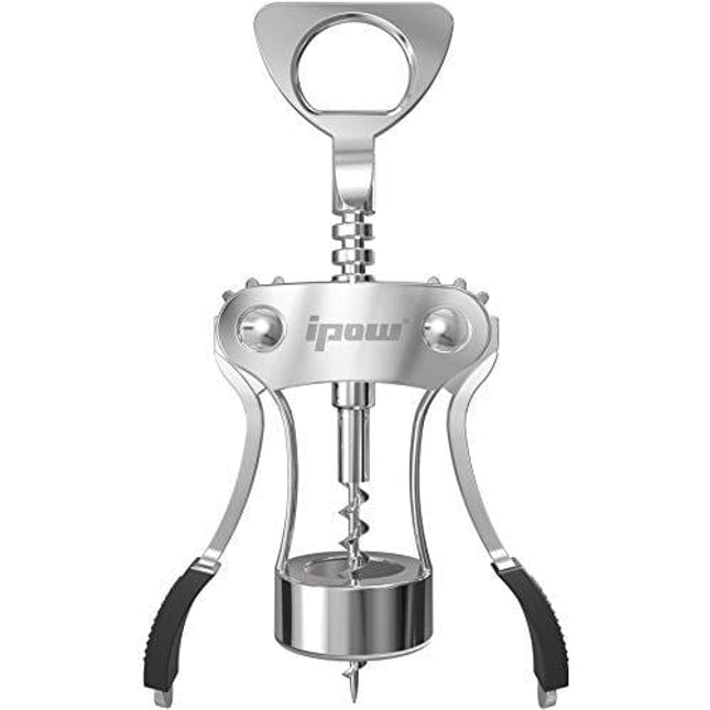 IPOW Wing Corkscrew, Multifunctional Wine Beer Bottle Opener, Wine Corkscrew for all Cork Stoppered and Beer Cap Bottles. Used in Kitchen Chateau Restaurant Bars for Wine Enthusiast and Waiters White