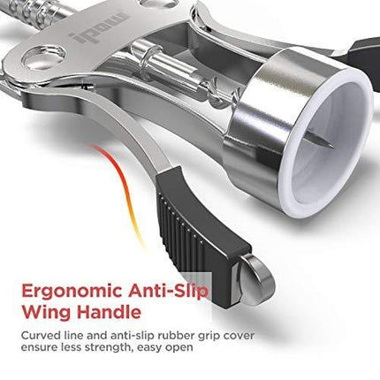 IPOW Wing Corkscrew, Multifunctional Wine Beer Bottle Opener, Wine Corkscrew for all Cork Stoppered and Beer Cap Bottles. Used in Kitchen Chateau Restaurant Bars for Wine Enthusiast and Waiters White