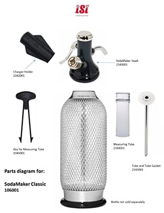 iSi North America Soda Siphon Classic Mesh Sodamaker for Making Carbonating Beverages, 1 Quart, Stainless Steel