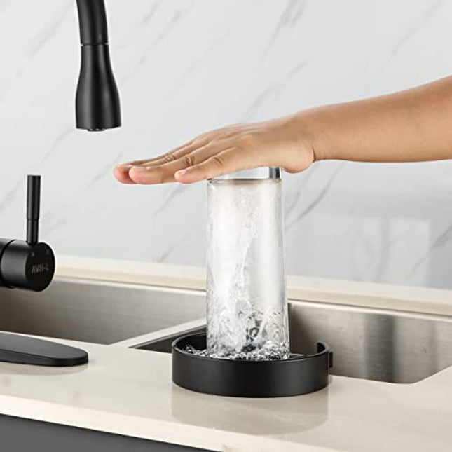 Glass Rinser - Bottle Washer, Kitchen Sink Cup Rinser, Faucet Glass Washer Cleaner Attachment Accessory for Bar Sink, Matte Black