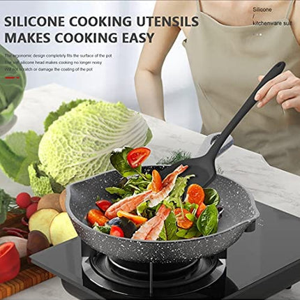 Silicone Cooking Utensils Set - 446°F Heat Resistant Kitchen Utensils,Turner Tongs,Spatula,Spoon,Brush,Whisk.Kitchen utensil Gadgets Tools Set for Nonstick Cookware.Dishwasher Safe (BPA Free)
