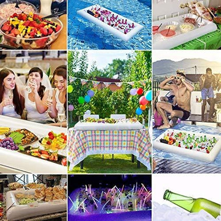 Jasonwell 2 PCS Inflatable Serving Bars Ice Buffet Salad Serving Trays Food Drink Holder Cooler Containers Indoor Outdoor BBQ Picnic Pool Party Supplies Luau Cooler w Drain Plug