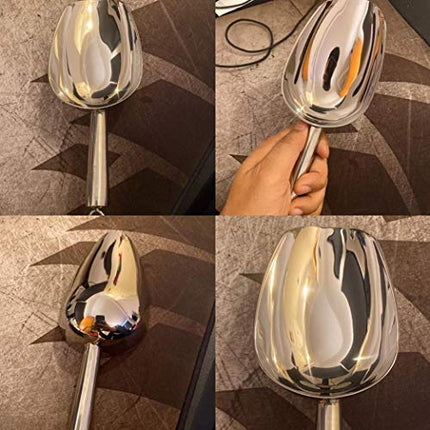 Stainless Steel Scoop for ice, 9.6 Inch Metal Food Scoop Kitchen Bar Party Wedding Heavy Duty Dishwasher Safe