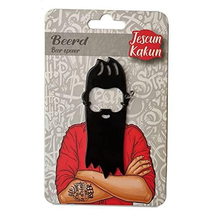 Beerd Bottle Opener; Stainless Steel Beer Opener, cool hipster beard design, Bottle Opener for Kitchen, Bar or parties. Unique gift for men, husband, dads, or Father’s Day By Jescun Kakun