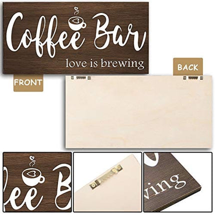 Jetec Coffee Bar Sign Rustic Wood Coffee Sign Farmhouse Coffee Bar Wall Decor Wood Plaque Hanging Sign for Home Housewarming Coffee Bar Coffee Station, 12 x 6 Inch