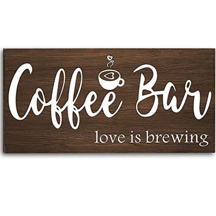 Jetec Coffee Bar Sign Rustic Wood Coffee Sign Farmhouse Coffee Bar Wall Decor Wood Plaque Hanging Sign for Home Housewarming Coffee Bar Coffee Station, 12 x 6 Inch