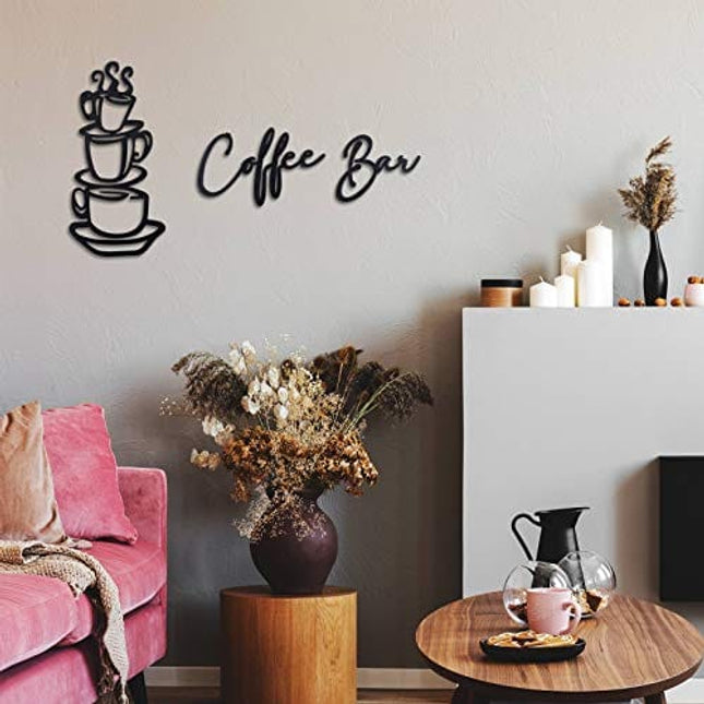 Advanced Mixology 3 Pieces Coffee Bar Sign Coffee Bar Wall Sign Rustic Wooden Coffee Cup Wall Art Coffee Signs for Coffee Bar Wood Letter Sign Farmhouse Kitchen Wall Decor for Home Restaurants Decoration (Black)
