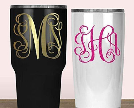 Advanced Mixology Custom Monogram Yeti Decal, Vine Initials Sticker for Tumbler, Your Choice of Size and Color